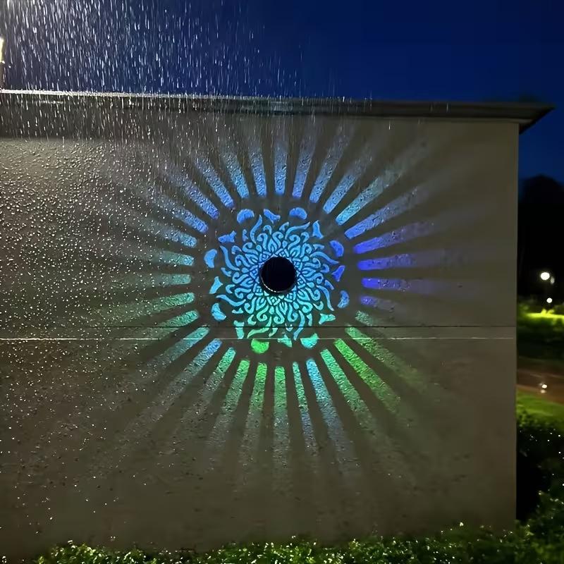 Solar Lights Outdoor Garden Fence Projector Lamp Patio Ambient Decor Decorative Solar Mandala Lights for Garden Patio Backyard