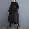 Long Sleeve Oversized Vintage Black Hooded Casual Loose Autumn Spring Trench Coat for Women Outerwear