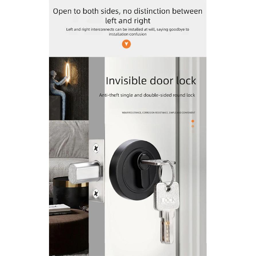Concealed Wooden Door Locks Single Double-Sided Home Security Privacy Latches for Bedroom Hallway Auxiliary Hidden Door