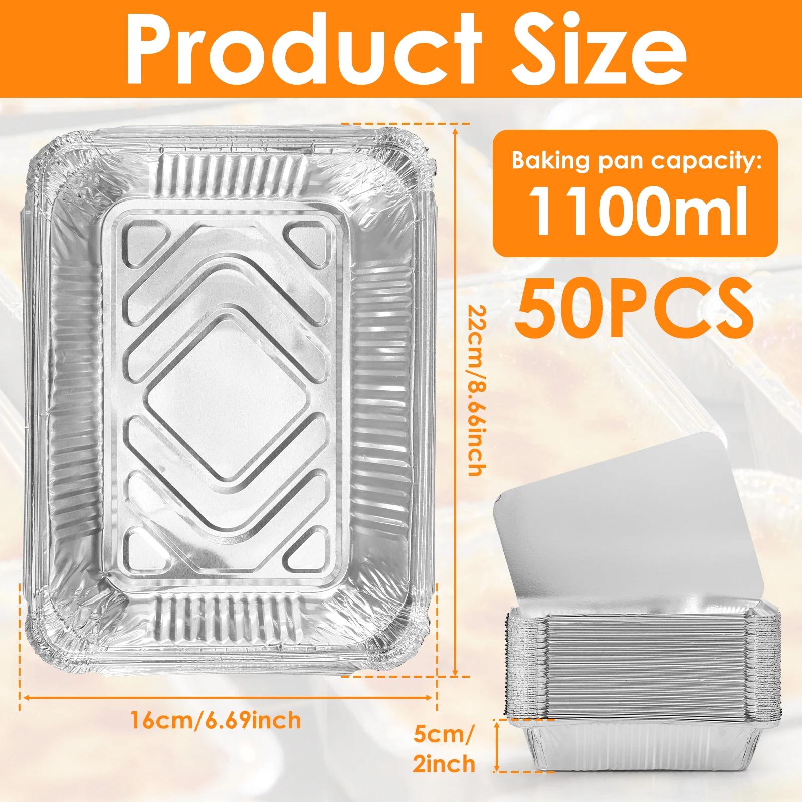 50pcs 100ml Aluminum Foil Pans Non-Stick Aluminum Foil Baking Tray Rectangle Aluminum Foil Liners Aluminum Foil Containers