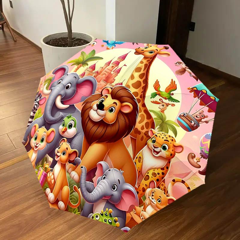 1PC Animal Castle Umbrella-8-Rib Reinforced, Automatic Open, Lightweight & Durable, Fashion Accessory for Outdoor, H0329
