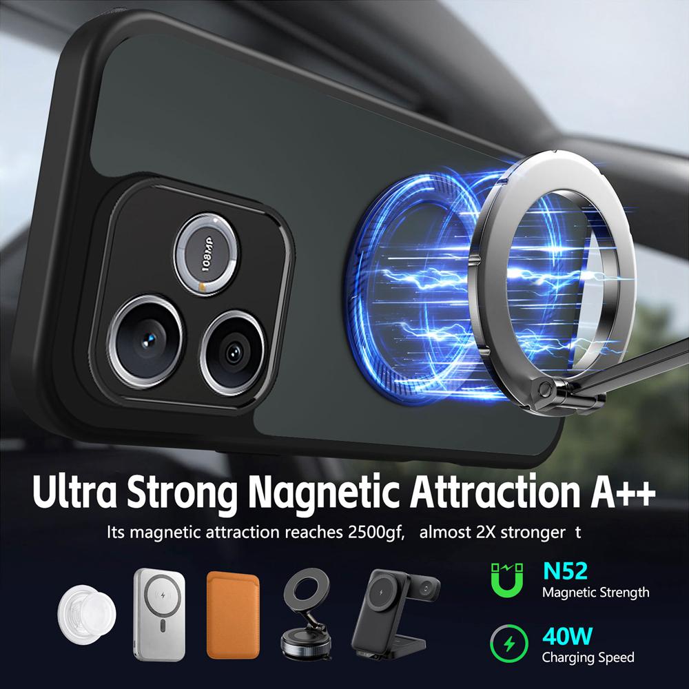 KEYSION 360° Rotating Ring Stand Magnetic Phone Case for HONOR 600 Lite 5G Matte Translucent Shockproof Back Cover for Honor X8d