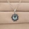 Sky Blue Topaz Gemstone 925Sterling Silver Jewelry Designer Pendant 1.37" For Mother's Day Gift CP-40-7
