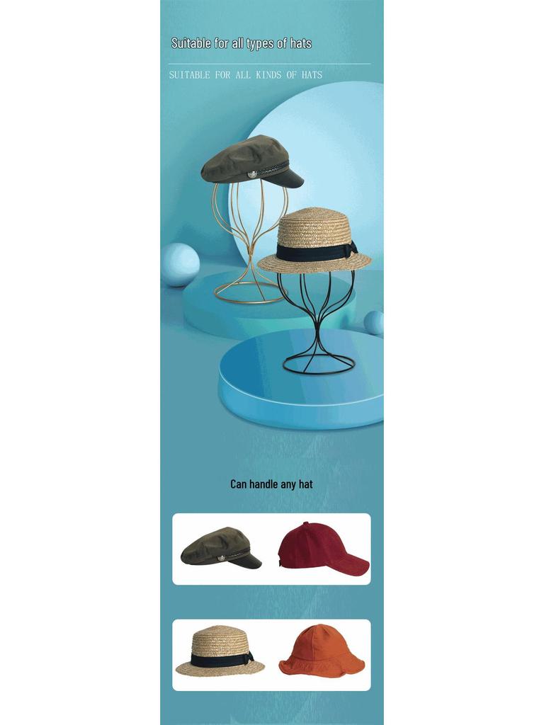Wrought Iron Hat Rack Stand for Caps - Ideal for Accessory Shops and Clothing Stores