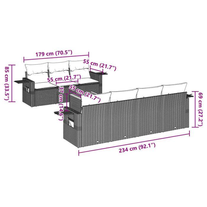 VidaXL Salon de Jardin avec Coussins 8 pcs, Canapés de Terrasse, Ensemble de Meubles de Patio, Mobilier d'Extérieur, Gris 3224471