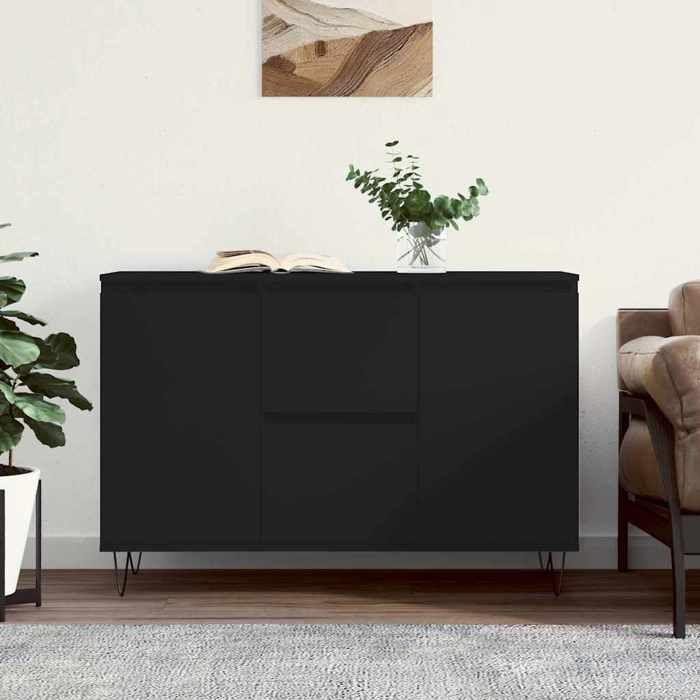 VidaXL Buffet, Armoire Latérale avec Pieds, Meuble de Rangement, Organisateur de Salon Salle de Séjour Intérieur, Noir Bois 827205