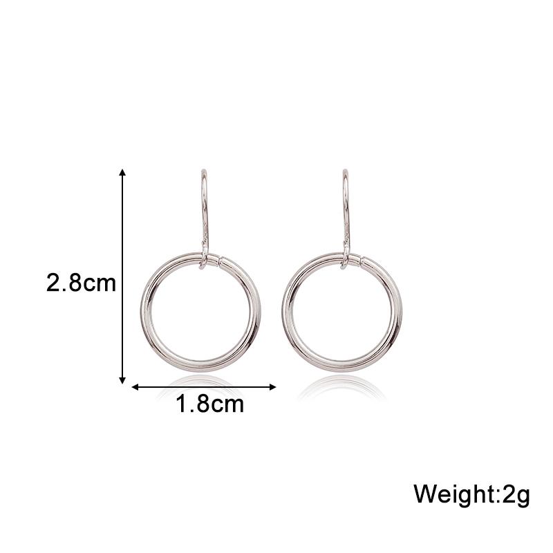 Simple Smooth Round Circle Drop Dangle Earrings for Female Geometric Pendant Ear Wedding Jewelry