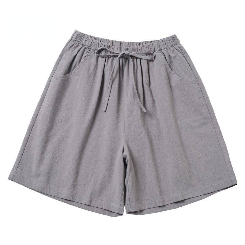 

Женские летние хлопковые льняные брюки, однотонные брюки до колена с эластичной резинкой на талии XL