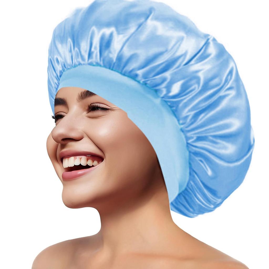 Women's Wide Brim Satin Sleep Cap – High Elasticity Hair Care Beauty Hat