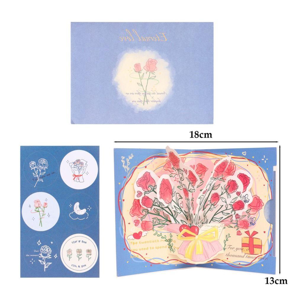 Pop Up Love Greeting Card Rose Blessing Card Romantic Valentine's Day Card  Wedding Invitations