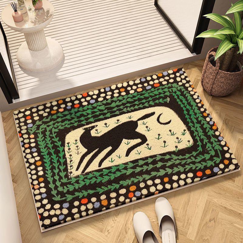 Nordic Art Faux Cashmere Non-Slip Floor Mat - Soft, Absorbent Carpet for Bathroom, Toilet, Bedroom, or Bedside.