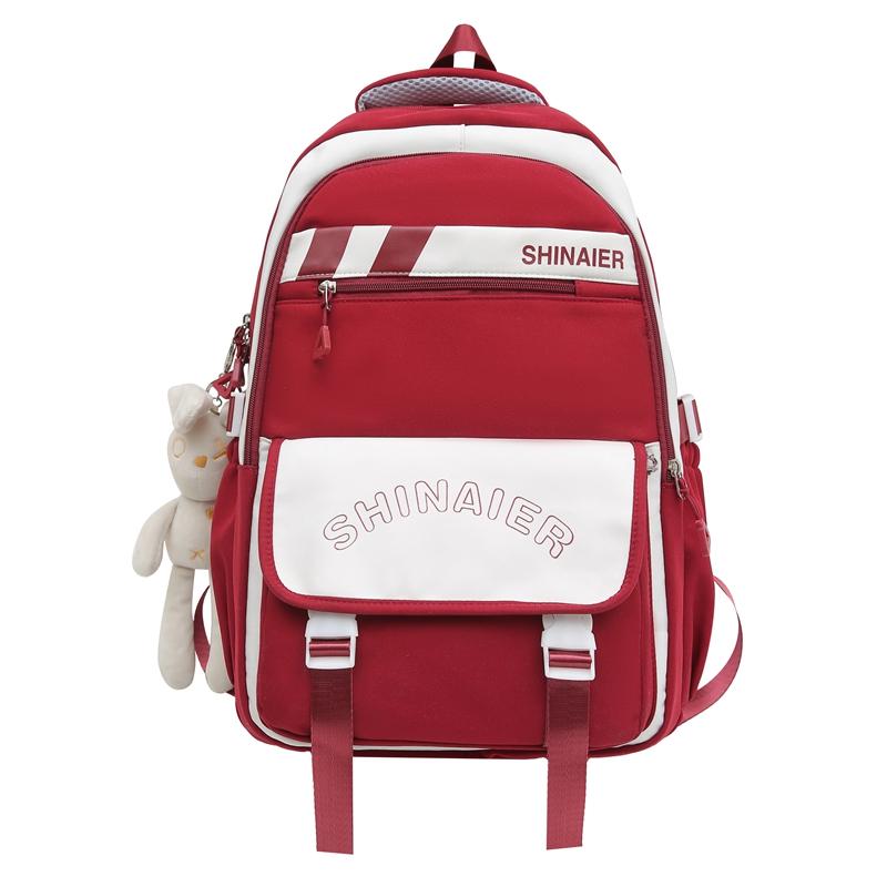 Men's Splicing Backpack Middle School Student Schoolbag Women's Large Capacity Campus Backpack