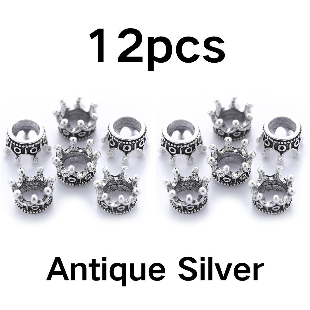 12pcs Crown Accessories Pendant Antique Decorative Spacer Beads DIY Bracelet Necklace Earring Making YMY