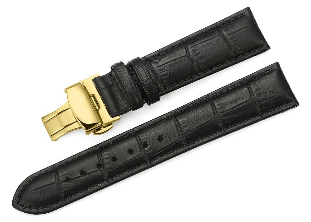 

[iStrap] Watch Strap 20mm Calf Leather Watch Band Leather Strap with Golden D Buckle Buckle