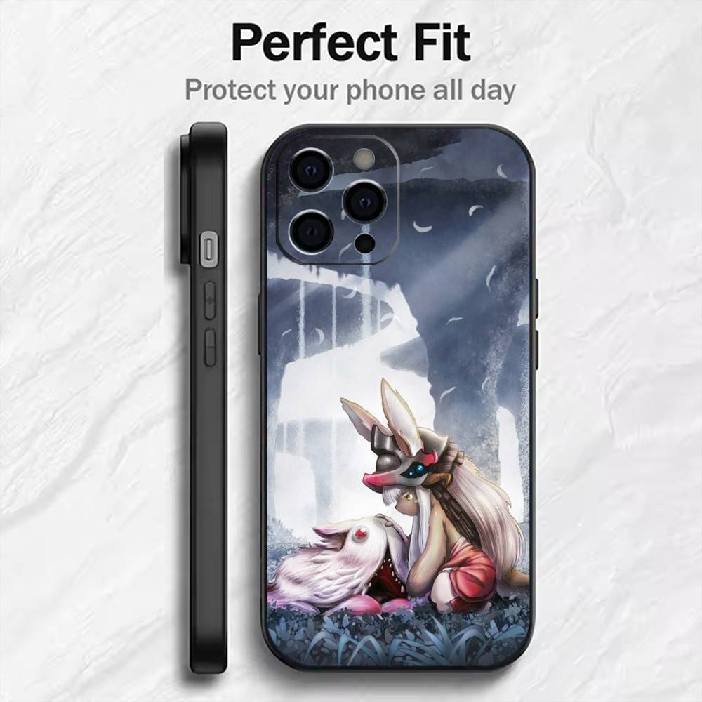 Hergestellt in A-Abyss Nanachi Handyhülle Für iPhone17,16,15,14,13,12 Plus,Max Weiches Silikon Schwarze Hülle
