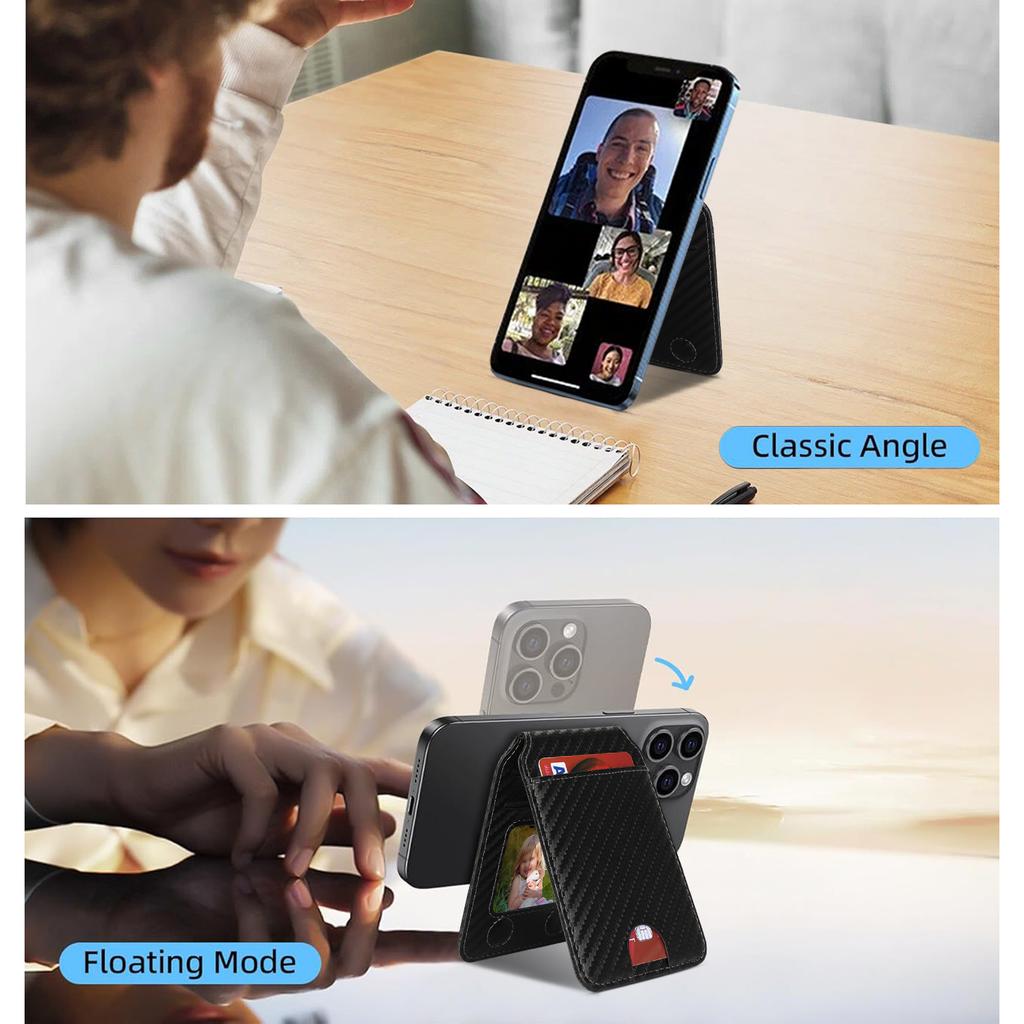 Magnetic Cellphone Back Card Bag 5 Card Slots PU Leather Phone Kickstand
