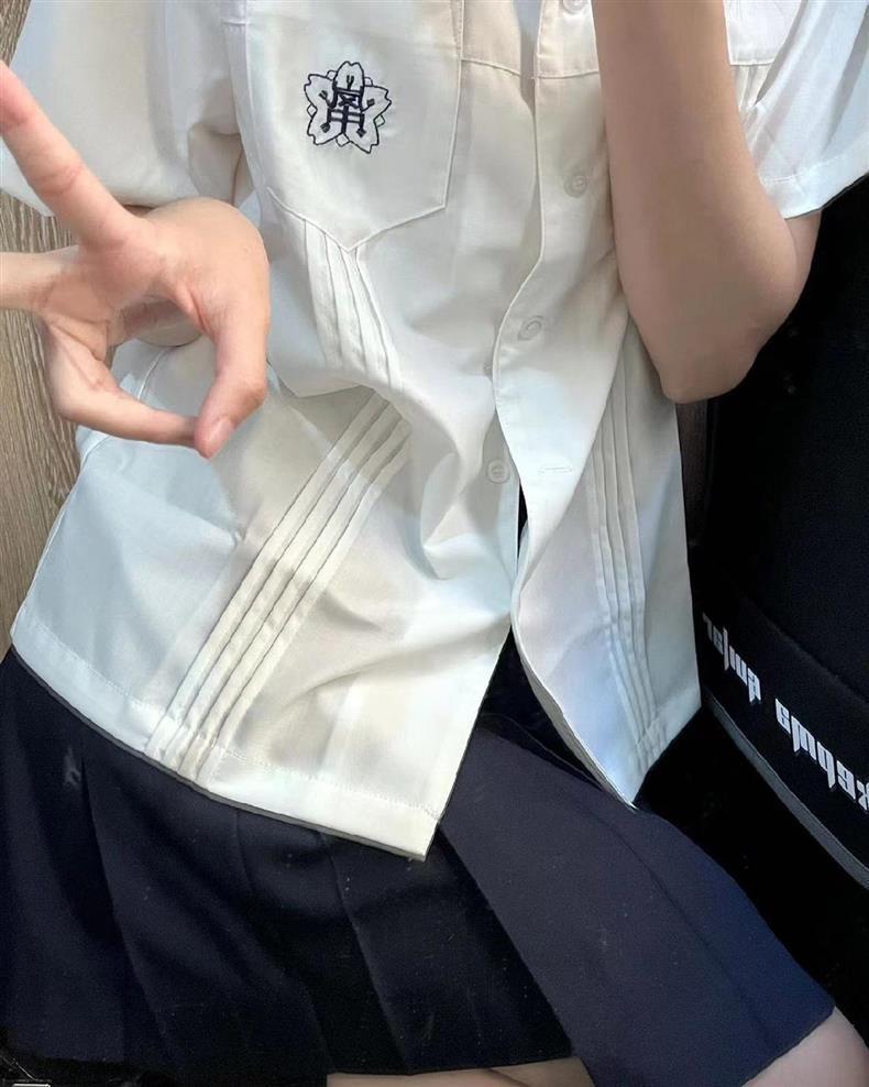Xiao Lan Zhong JK Women's Short Sleeve Summer White Shirt: Japanese Academy Style Uniform Set