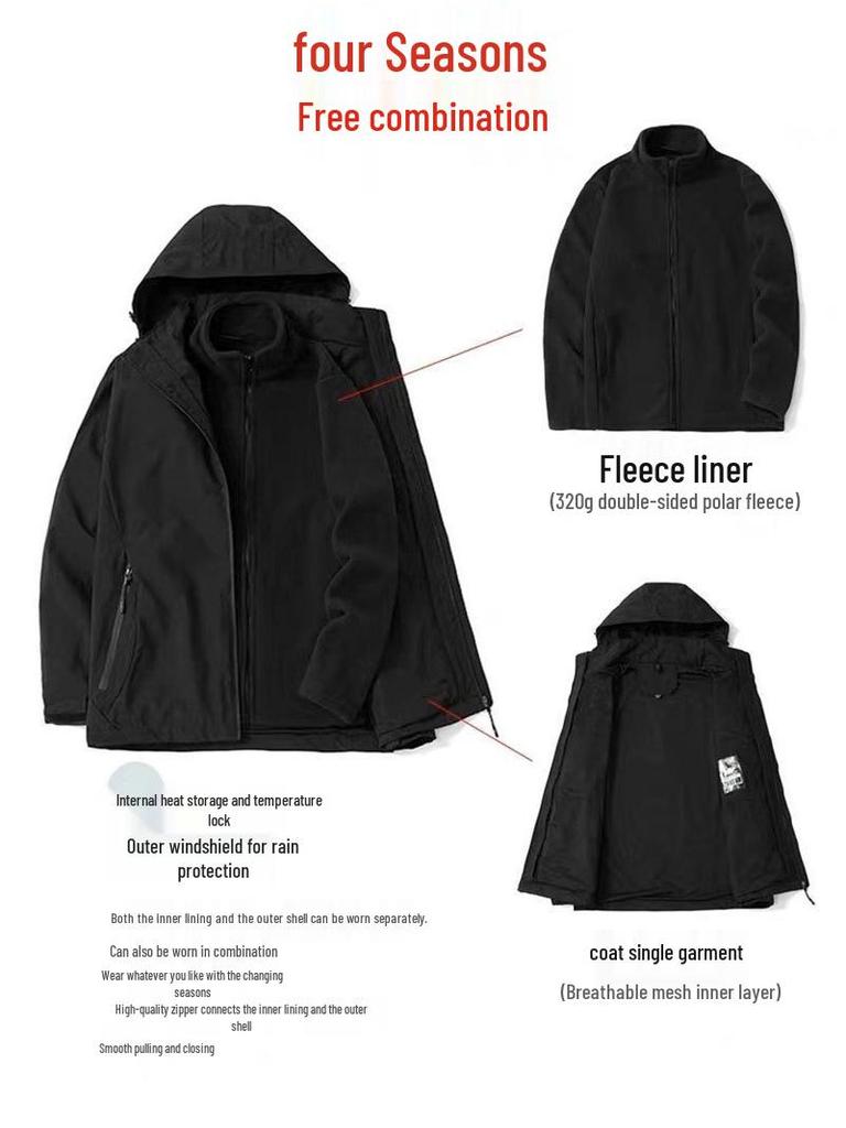 Women's NASA Windbreaker Jacket: Trendy, Lightweight, Detachable 3-in-1 for Spring, Autumn, and Winter. Suitable for Mountaineering.