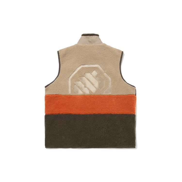 Li-Ning Badfive Loose Color Block Warm Fleece Vest Men Vests Amber-Brown AMDQ027-3