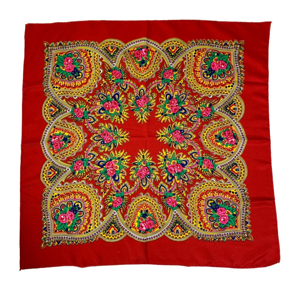 70*70cm Russian Square Scarf Women Luxury Floral Print Bandana Shawl Female Headband Scarves Babushka Head Wraps