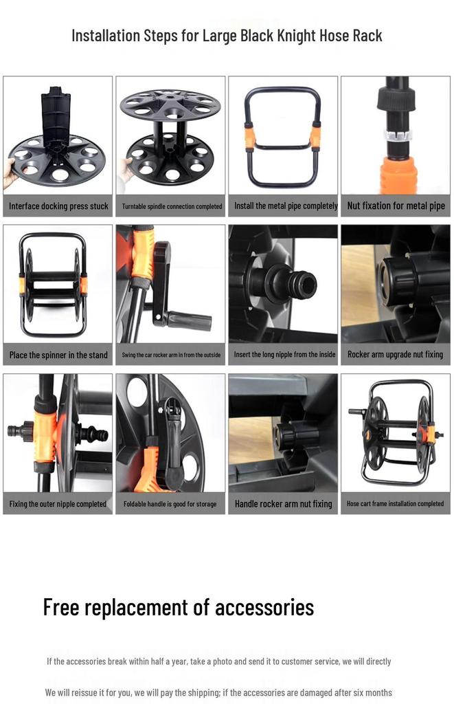 30m Water Hose Reel Cart & Garden Water Gun with 4-Point Storage Rack