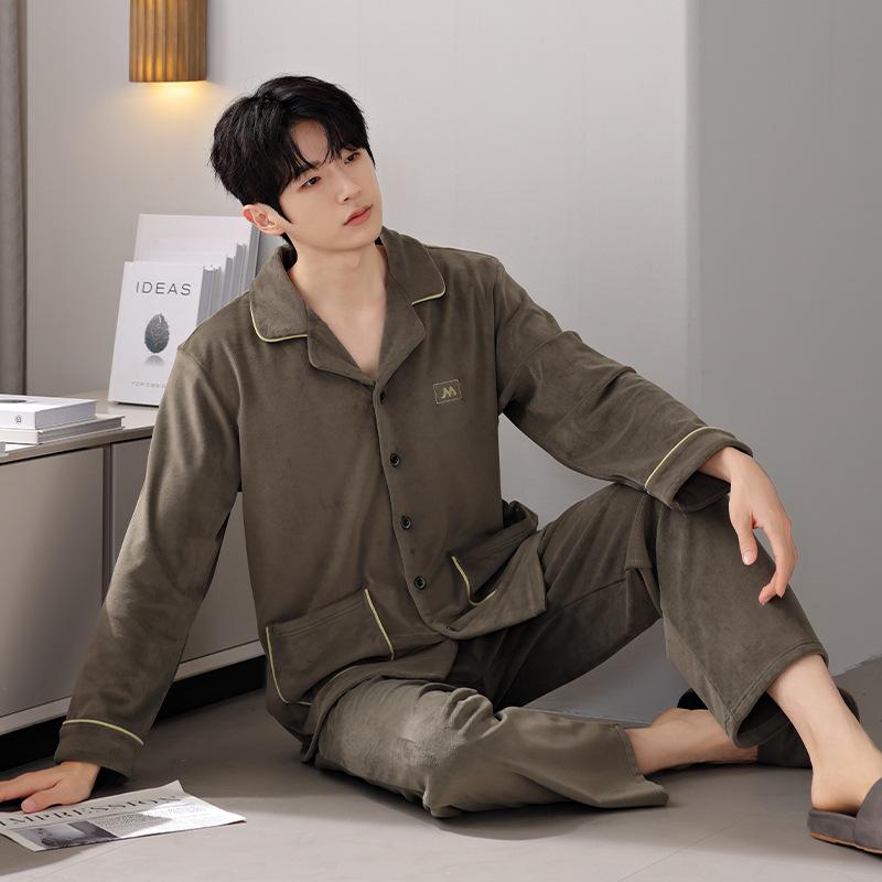 

Pajamas Men S Autumn And Winter Thickened Fleece Coral Fleece Men Can Wear Island Fleece Loungewear In Winter L