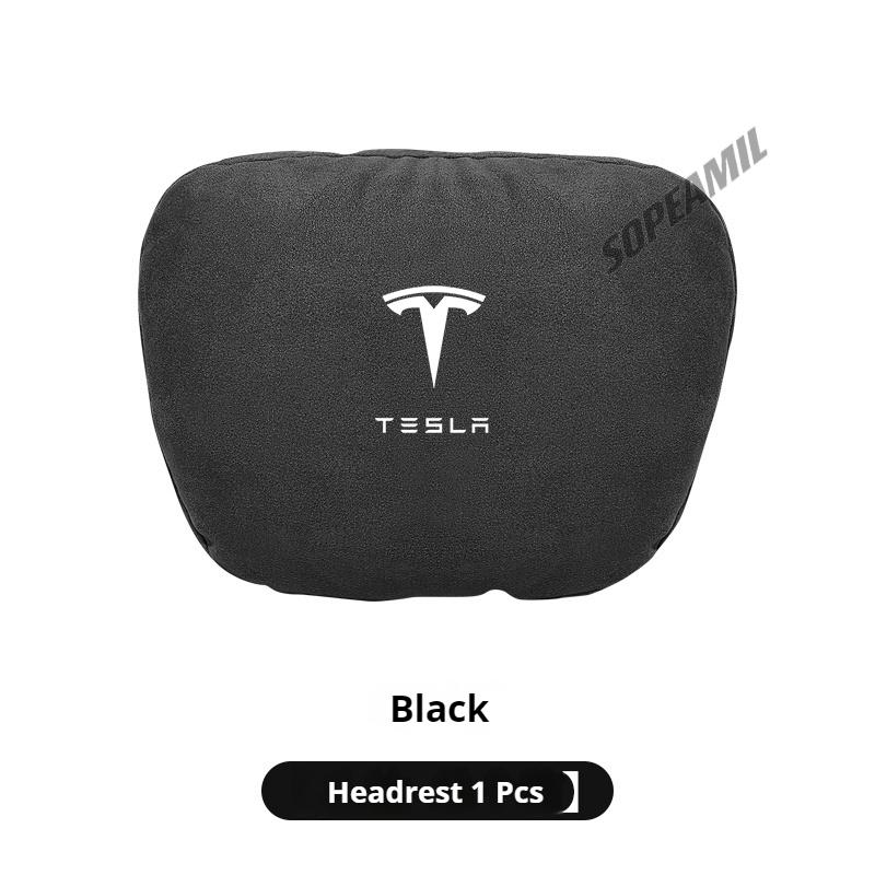 Oreiller de soutien cervical pour appui-tête en daim pour voiture, coussin de siège lombaire pour Tesla Model 3 Model Y Model S Model X Roadsrer Cybertruck