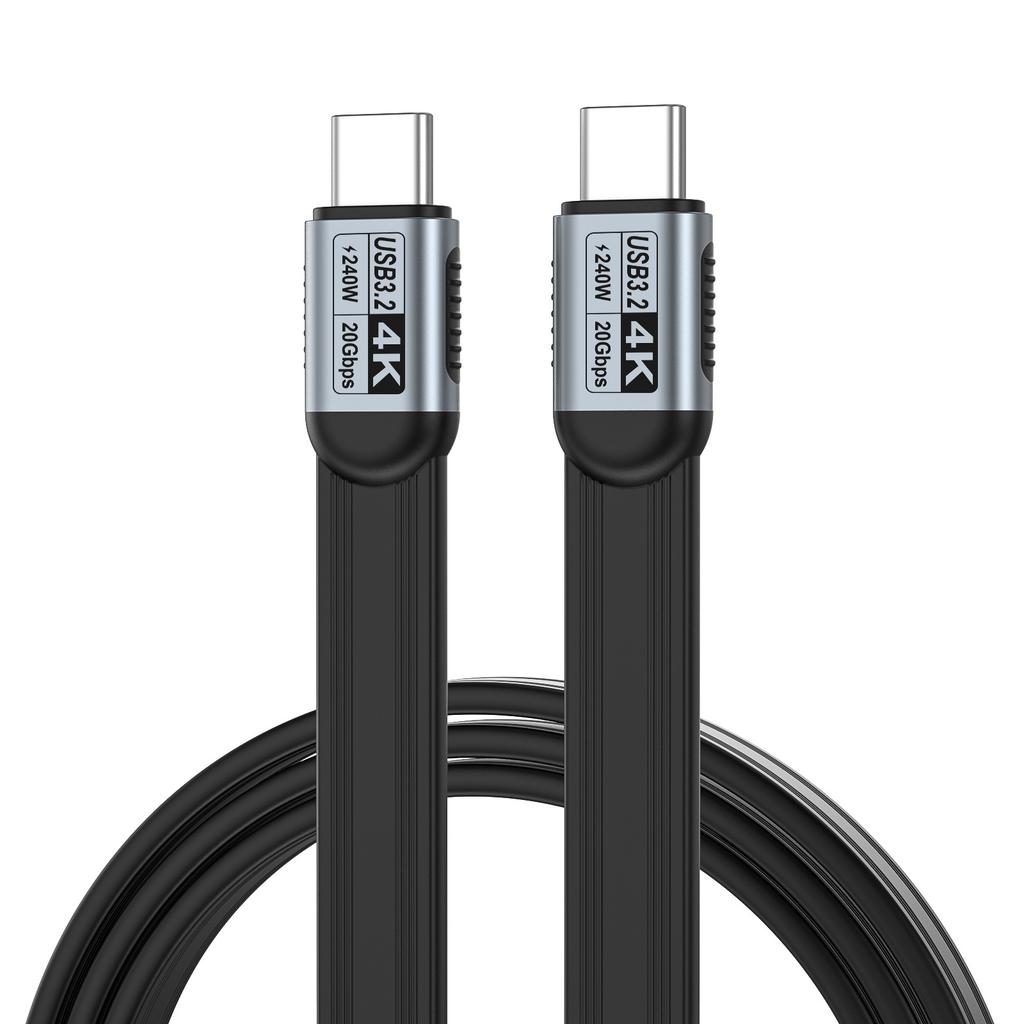 USB5 Type-C Double Head FPC Flat Wire USB Cable 543 80G High Speed 16K Screen 240W Fast Charge Customizable Length PVC 12 Months