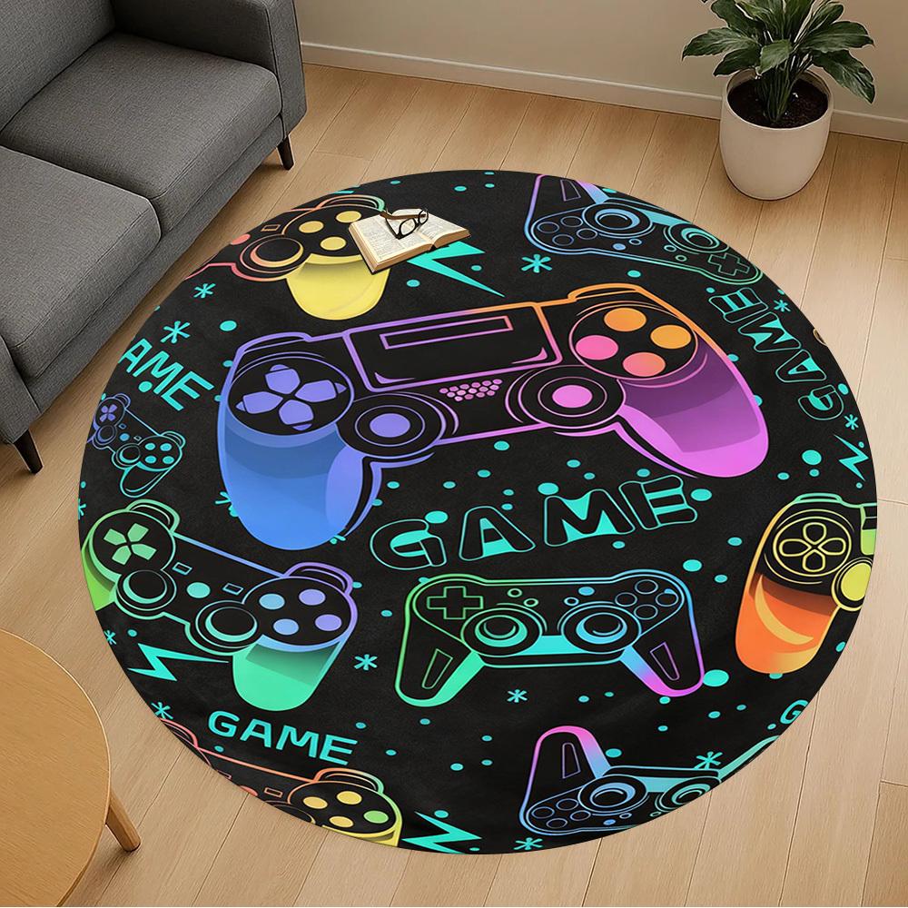 1PC Game Controller Round Chair mat Area Rug - Non-Slip, Floor Mat for Office, Bedroom, and Indoor Decor -Gift D1127197