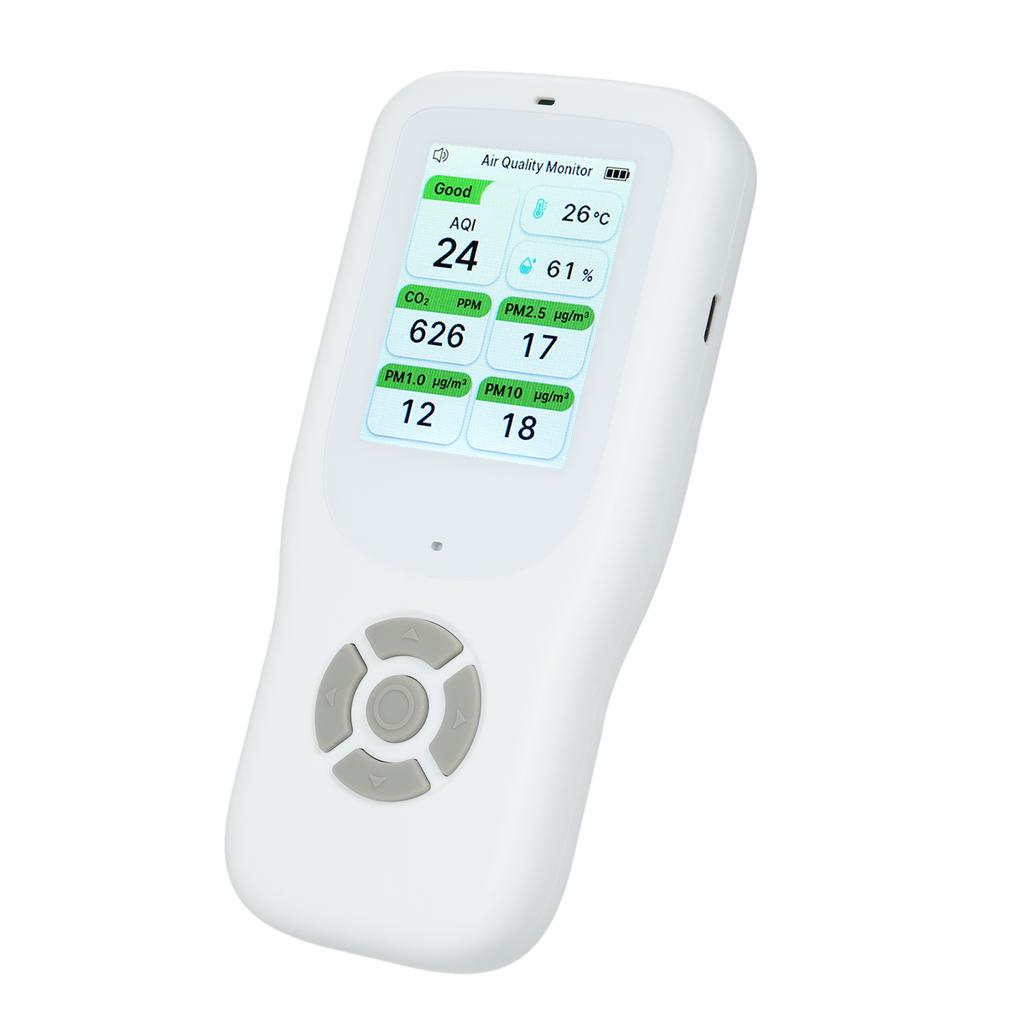 9-in-1 Air Quality Monitor Indoor Handheld AQI/CO₂/PM2.5/PM1.0/PM10/HCHO/TVOC/Temperature/Humidity D