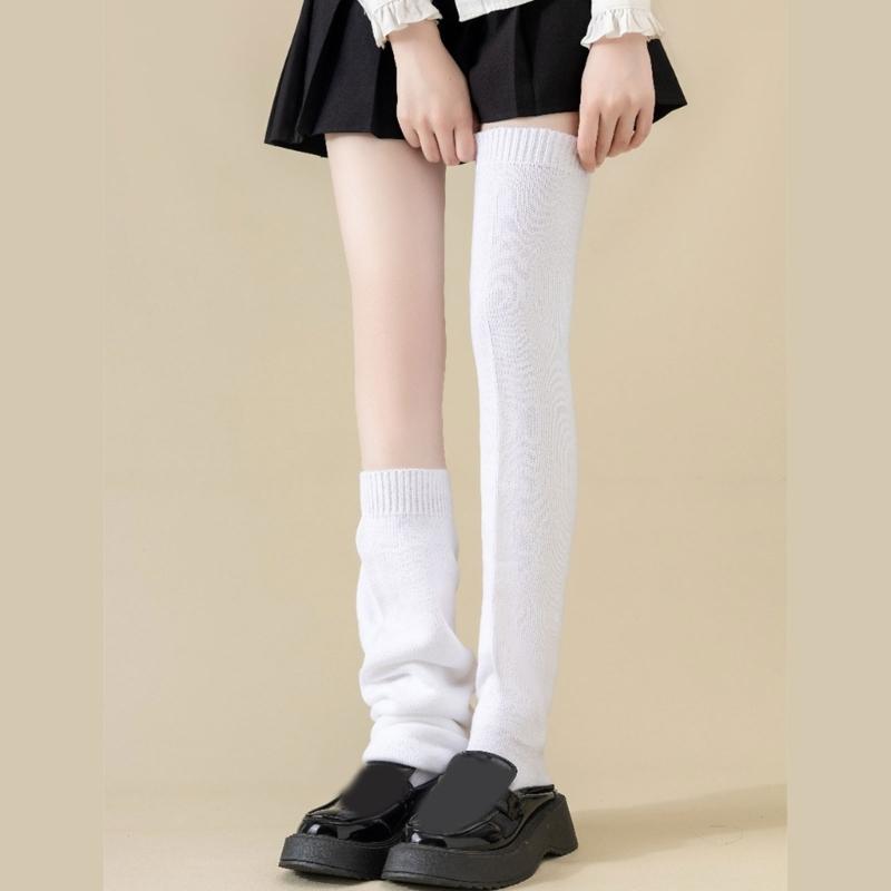 Comfortable Wide Bubble Socks With Breathable Fabric And Stacked Design Loose Slouch Thigh High Boot Socks For Women
