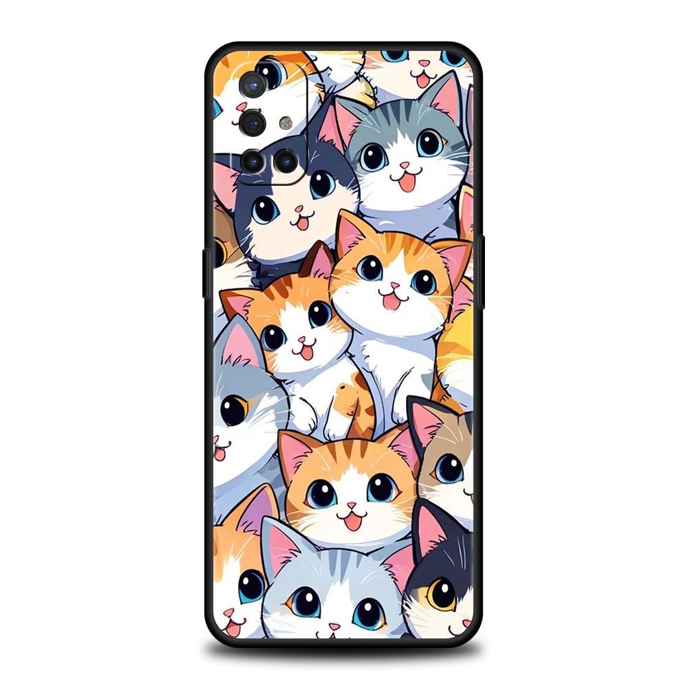 Phone Case For Oneplus 13R 13 12 10T 11 R10 Nord N100 N200 N10 9 9R CE 2 3 Z Pro Lite 5G Soft TPU Cover Colorful Cat Design Bags