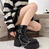 Women's Ankle Boots Gothic Platform Botas British Short Boot Motorcycle Boots for Women Designer Rivet Punk Boots Botas