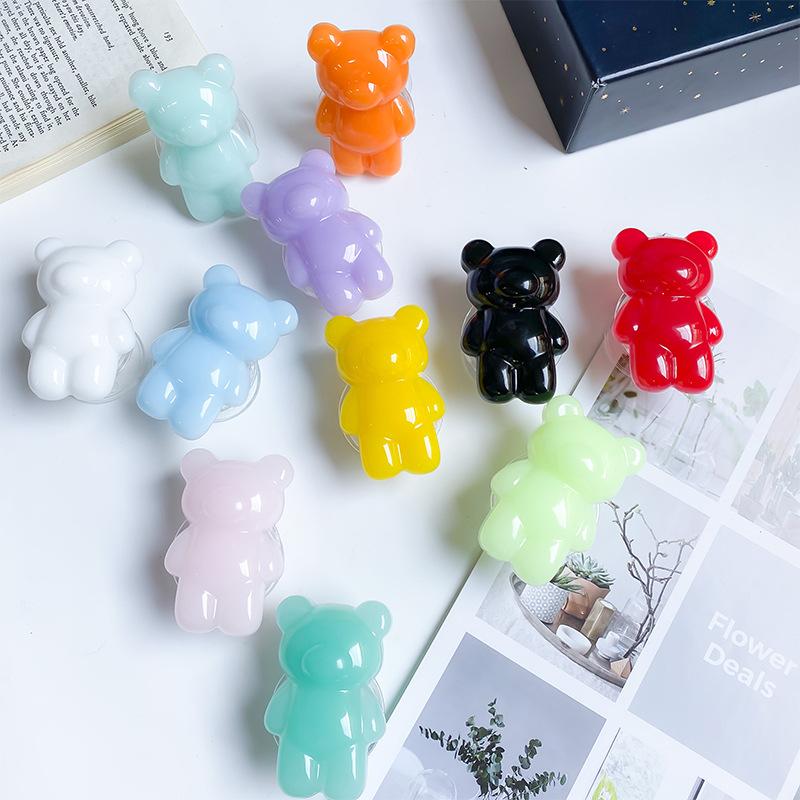 Epoxy Three-Dimensional Color Bear Mobile Phone Airbag Bracket Cute Transparent Paste Retractable Wind Ring Buckle