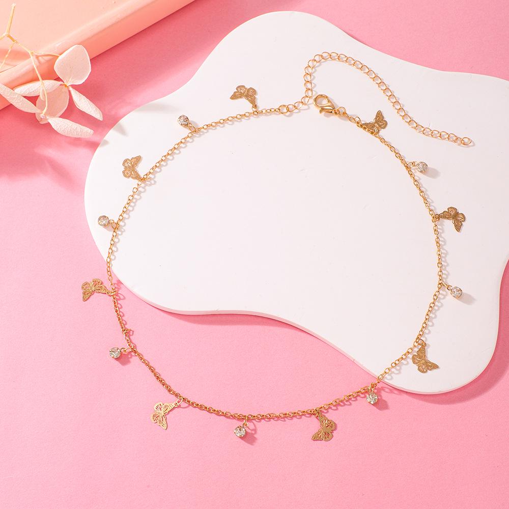 Minimalist Butterfly Beach Jewelry with Zircon-Inlaid Diamond Bracelet Anklet, Unique Design