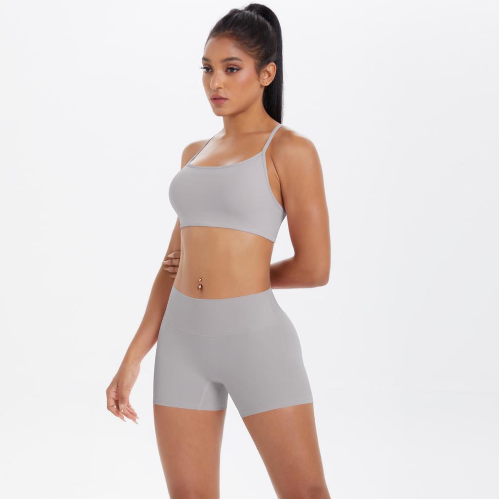 Neues Outdoor-Freizeit-Sport-Yoga-Anzug-Set, von Wolken inspiriert, schnelltrocknende, enge Shorts mit gekreuztem Rücken und Hüfthebung, zweiteiliges Fitness-Set für Damen