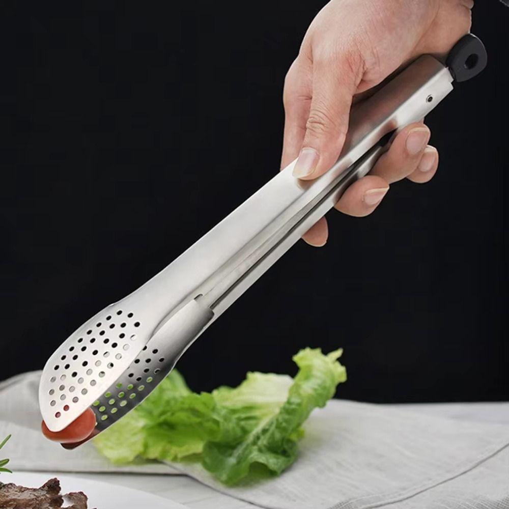 Stainless Steel Outdoor BBQ Clamps Long Handle Kitchen Cooking Clip Food Tongs  Home Kitchen