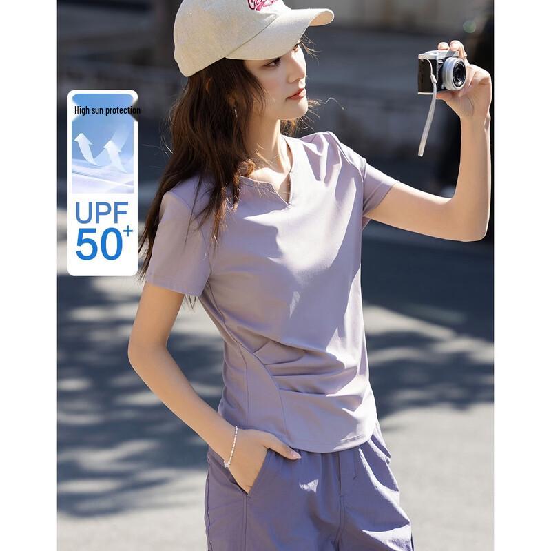 Women s UPF50+ Cooling V-Neck Ruched T-Shirt S