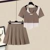 Chic Spring Women's Two-Piece Set: Unique Spicy Cool T-shirt and Pleated Skirt In Plus Sizes