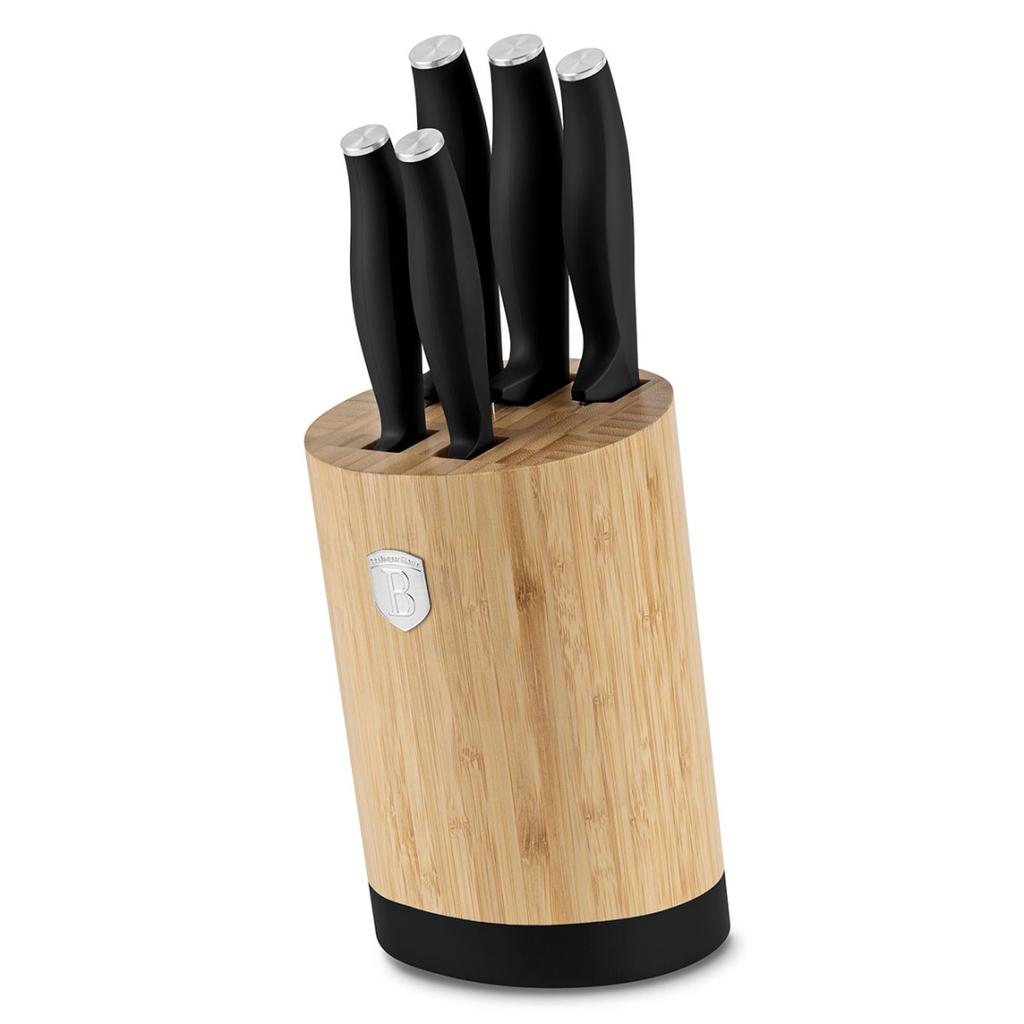 Berlinger Haus Bh-2753 Matte Black Knife Set In Bamboo Block