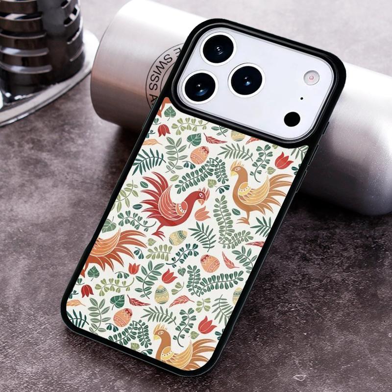 Bright Pattern with Roosters Phone Case For iPhone 17 16 15 14 13 12 11 Pro Max Plus 17Air Soft Silicone Cover