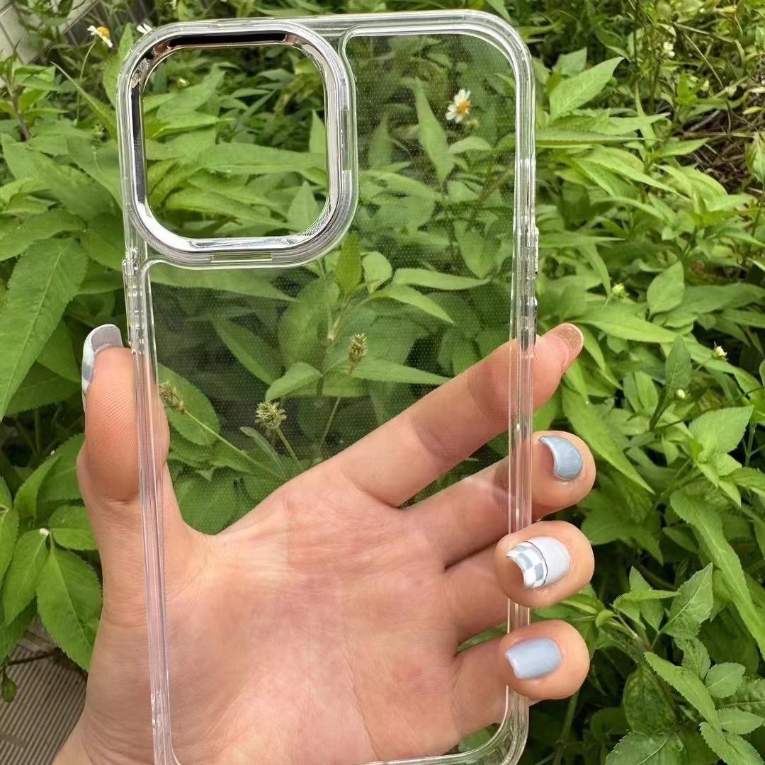 

Подходит для IPhone15Promax Металлический каркас Чехол для мобильного телефона Apple 13 Европейский и американский стиль X/XS Прозрачный Противоударный Мягкий чехол Apple 15Plus