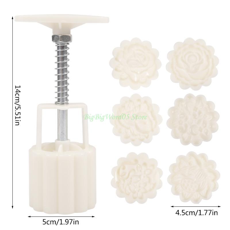 24TE Flower Mooncake Press Mold Hand-Pressure Moon Cake Maker Cookie Stamps