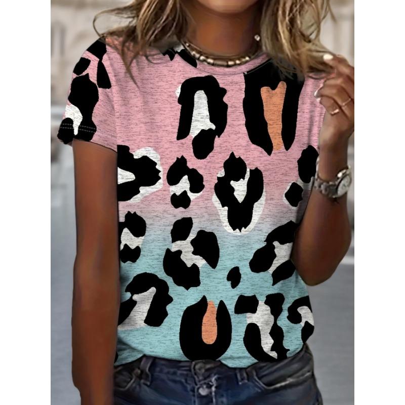 Spring and summer women s printed T-shirts, casual T-shirts S