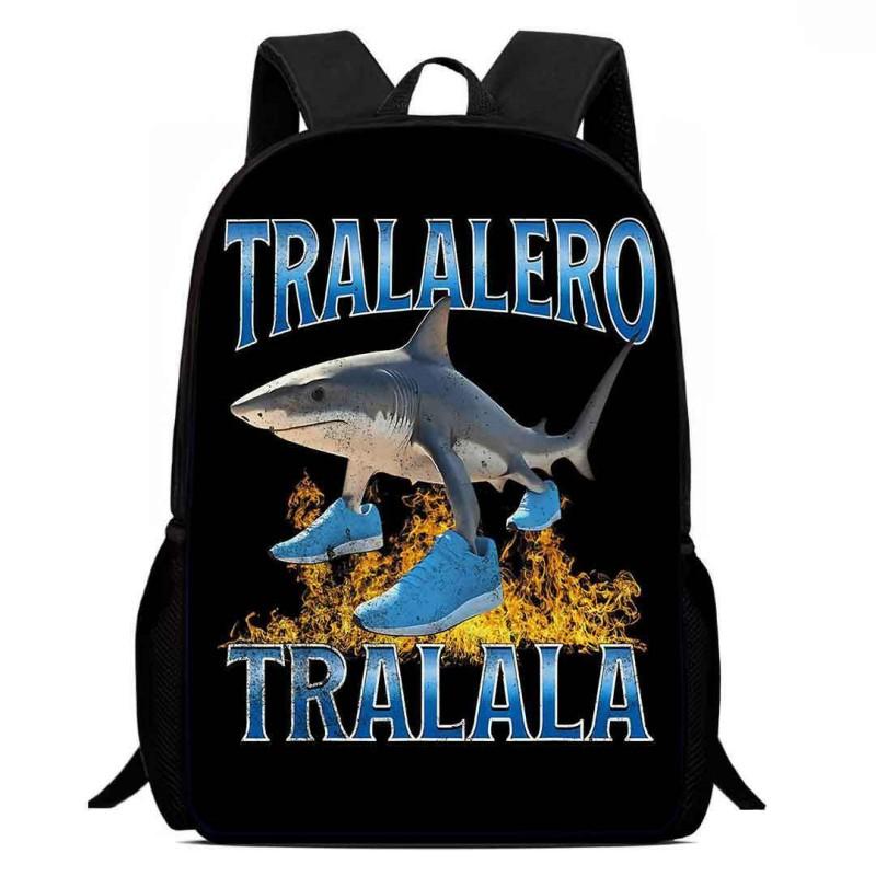 Portable Italian Brainrot Backpack Shoulders Bag Large Capacity Cartoon School Bag Printed Tung Tung Saur Tralala Bag For Kid