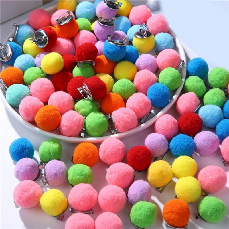 10Pcs Curtain Decorative Pin Colorful Pompoms Safety Pin Clothing Decoration Brooch Pin For Curtain Decoration Accessory