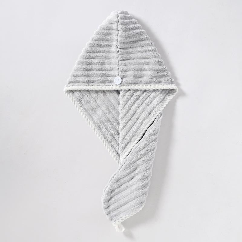 Soft Absorbent Coral Fleece Hair Towel & Cute Shower Cap Headband