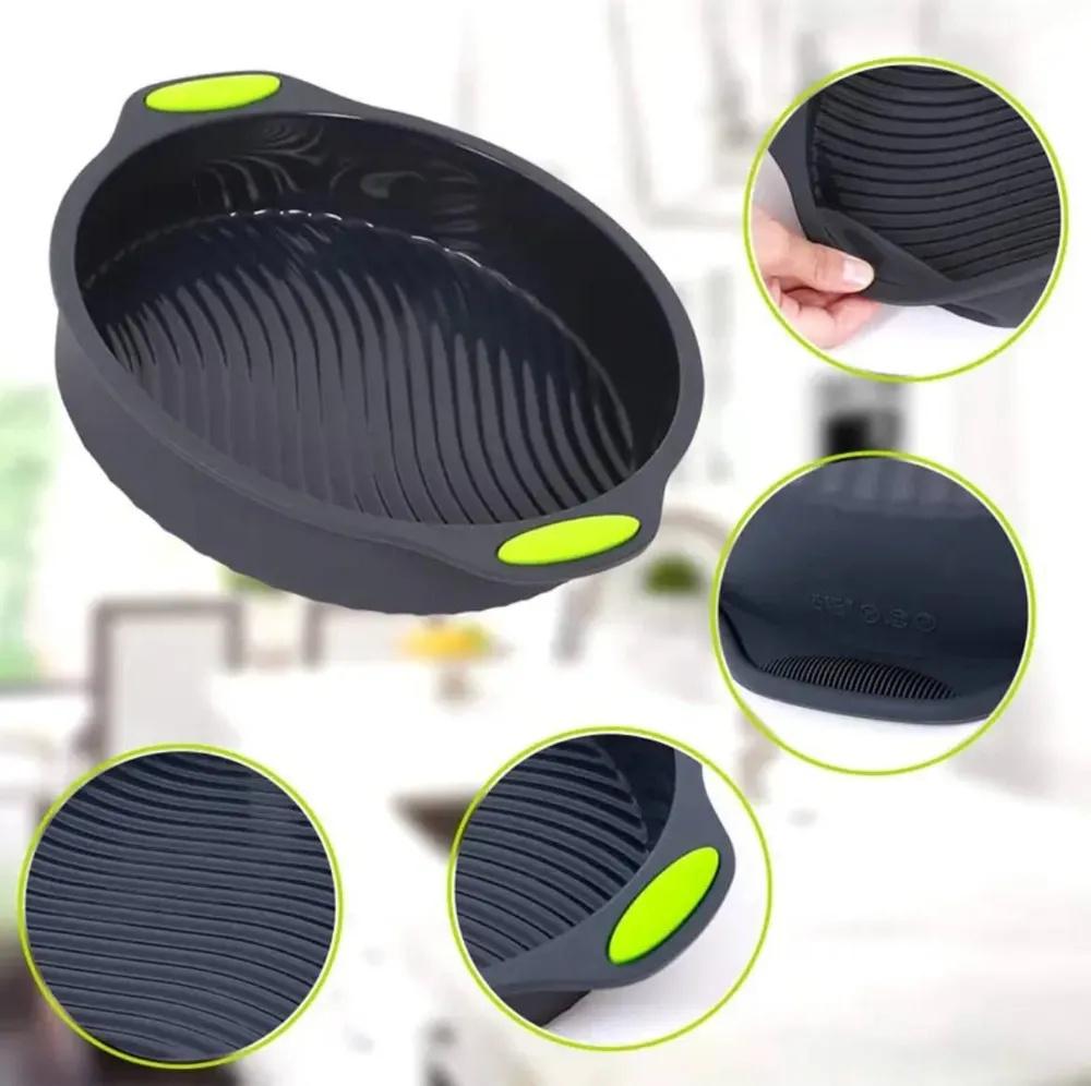 2pcs Food Grade  Fryer Silicone Baking Tray High Temperature Resistant Silicone Thick Baking Tray Cake Pizza Non-stick Baking Tray