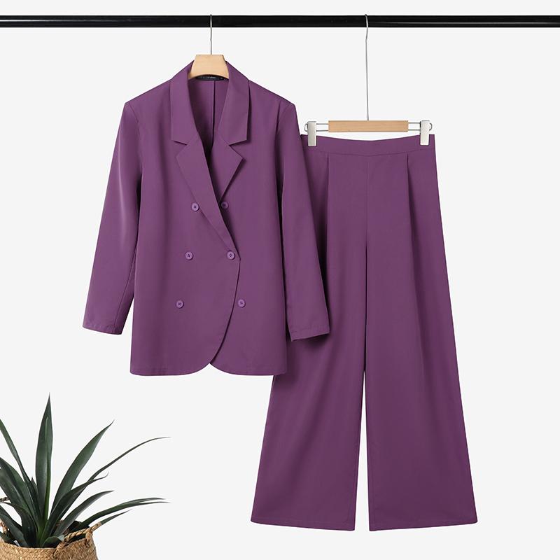 

ZANZEA Женский кардиган-блейзер с длинным рукавом и брюки Повседневные костюмы-двойки 4XL фиолетовый