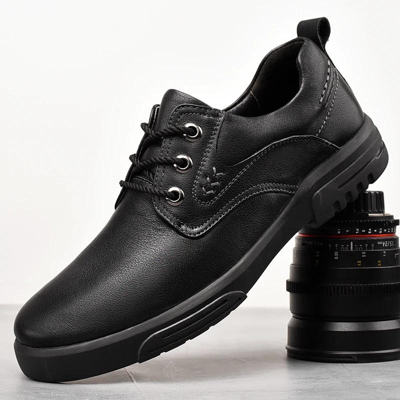 men fashion shoes lace up Retro Oxford shoes men casual derby round toe casual platform thick outsole leather shoes for men